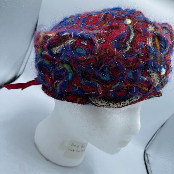  Coralie RARE Vintage Retro Paisely Yarn Turban Style Hat - Picture 1 of 10